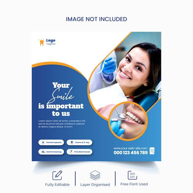 Dental and health care social media banner or Instagram post template