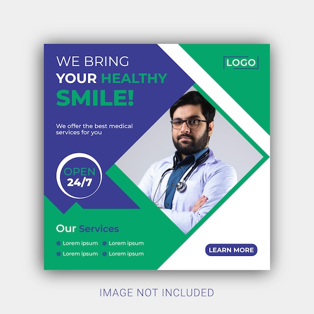 Dental healthcare social media and instagram post template