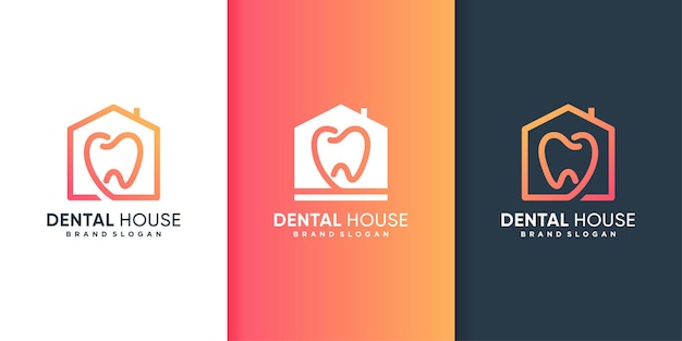 Dental house logo template with modern creative concept Premium Vector