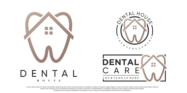 Dental icon set logo design with creative elemant Premium Vector