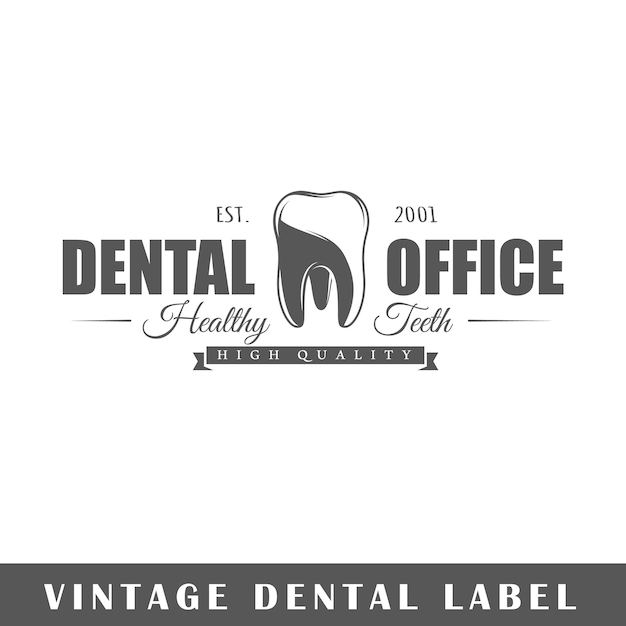 Vector dental label isolated on white background