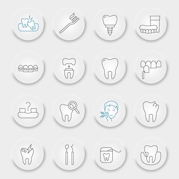 Dental line icon set