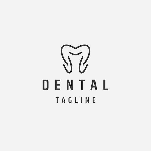 Dental line logo icon design template flat vector