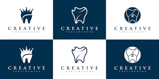 Dental logo concept with unique and creative style premium vector