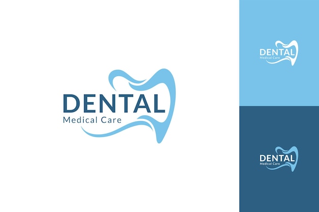 Dental medical care flat logo template with multiple preview colors