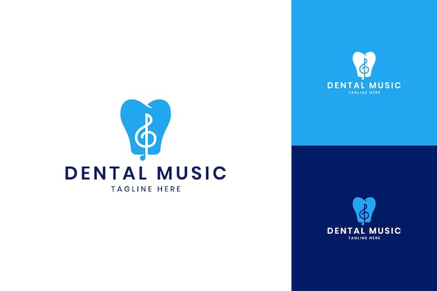 Dental music negative space logo design