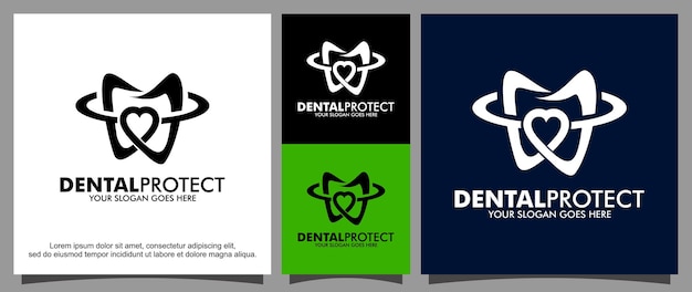 Dental protection logo and heart sign design template