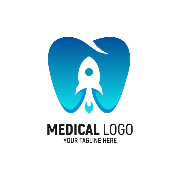 Dental Rocket Logo Design Template Inspiration Vector Illustration