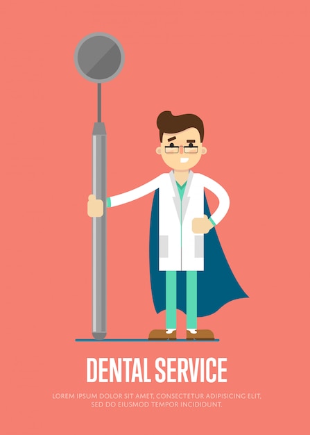 Dental service banner with male dentist