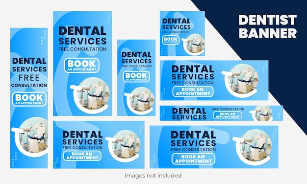 Dental surgeon clinic endodontist orthodontist and dentist Web banners instagram post and stories