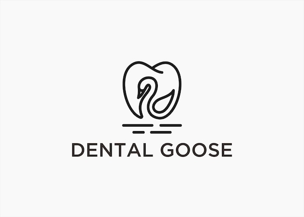 dental and swan logo design vector silhouette illustration