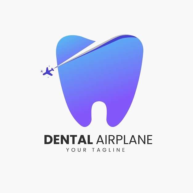 Dental with airplane creative logo design