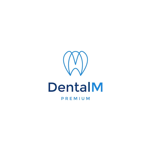 Dental with letter m line logo design