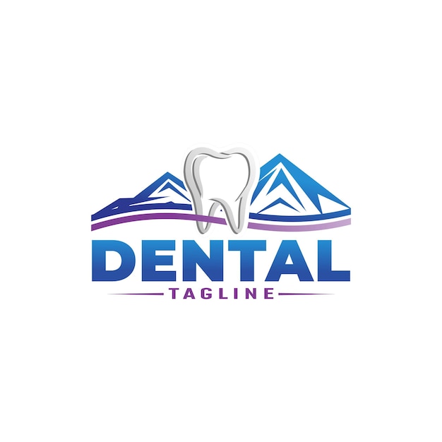 Dental With Mountain Logo Design Illustration