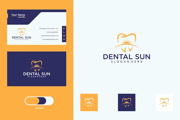 Dental with sun logo design and business card