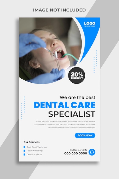 Vector dentist and dental care social media instagram story template design