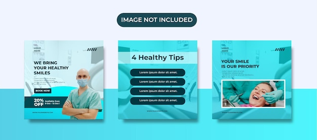 Dentist and dental clinic social media post template set collection