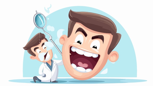 Dentist Extracting Tooth with Pliers Cartoon Vector Illustration