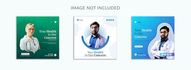 Dentist and health care flat instagram post and social media banner template