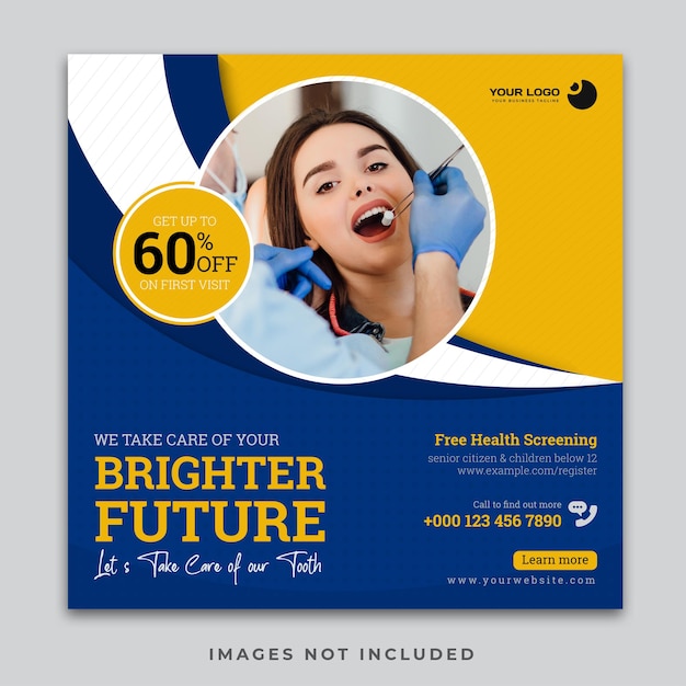 dentist and health care social media post and banner template