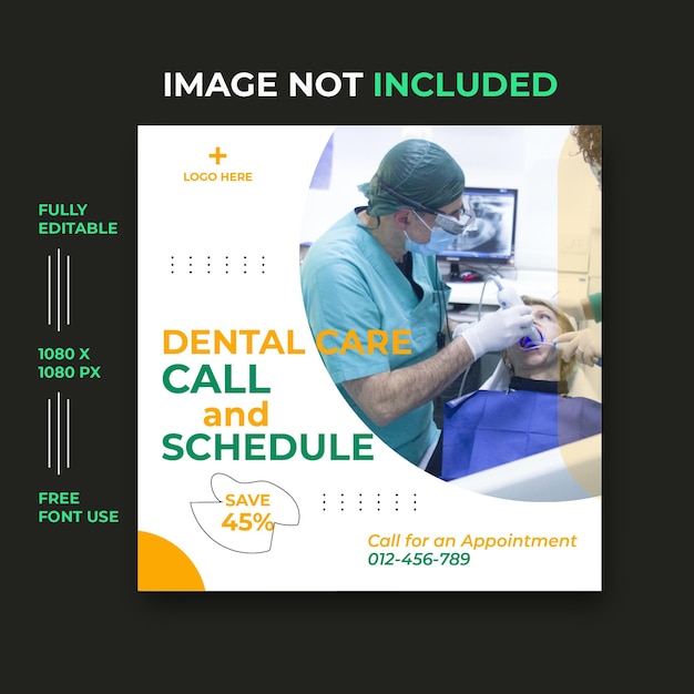 Dentist and Health  Medical  social media and Instagram post banner Design Template