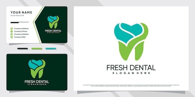 Dentist logo design for dental care clinic with creative concept and business card template