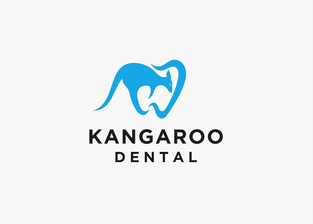 dentist logo with kangaroo and dental silhouette vector illustration