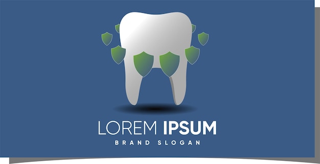 Dentist or tooth care shield logo with creative modern syle Premium Vector