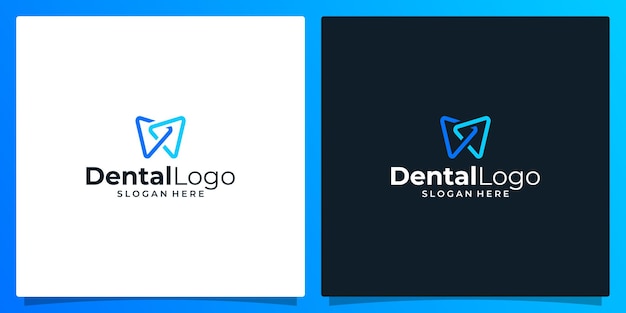 Dentistry clinic logo design with geometric line abstract dental logo vector illustrator design