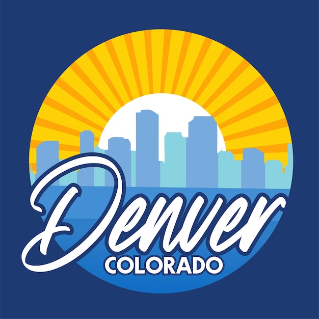 Vector denver colorado with blue sky background