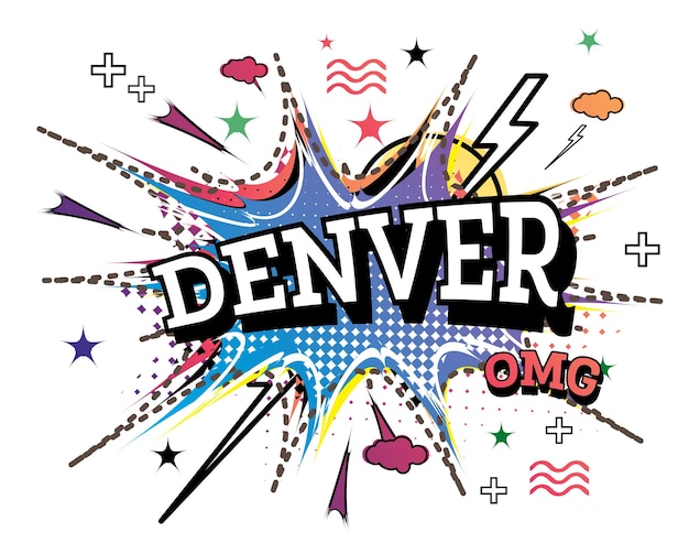 Denver Comic Text in Pop Art Style Isolated on White Background