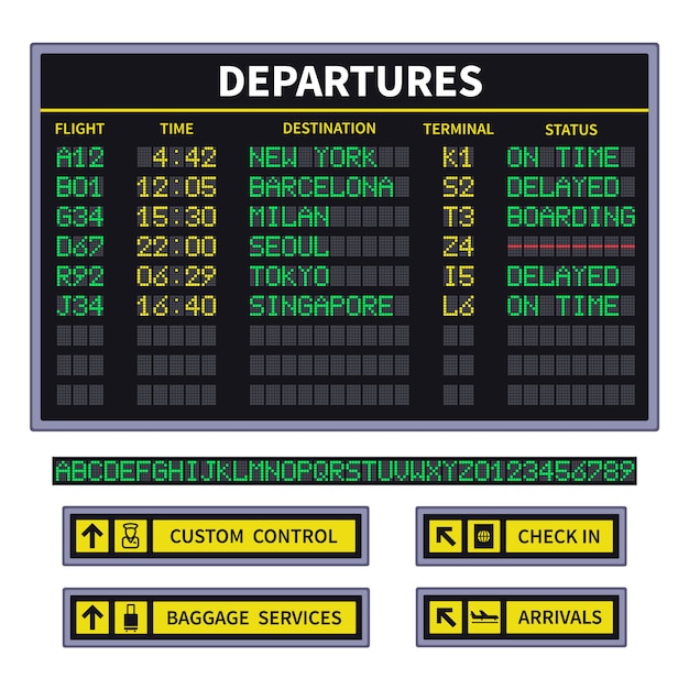 Departure board. Airport board announcement 