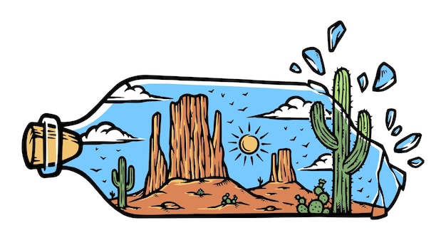 Desert in a bottle illustration