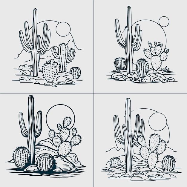 Vector desert cactus svg desert landscape svg western cactus svg western scene svg southwestern svg