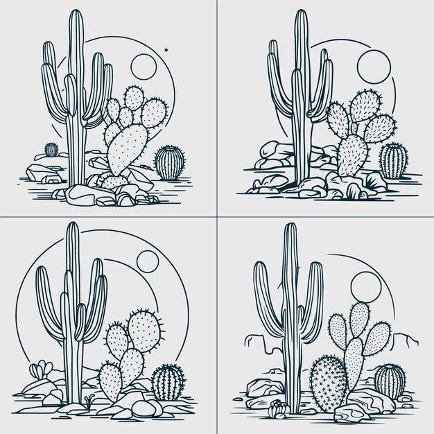 Vector desert cactus svg desert landscape svg western cactus svg western scene svg southwestern svg