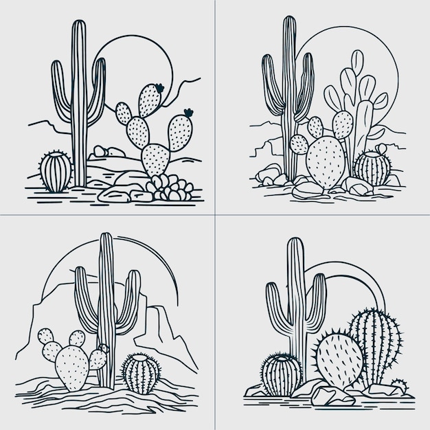 Vector desert cactus svg desert landscape svg western cactus svg western scene svg southwestern svg