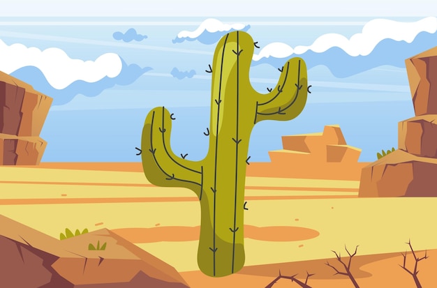 Vector desert cactus west landscape mexico mexican western concept vector flat graphic design illustration