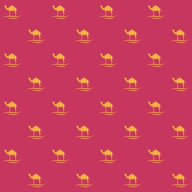 Desert And Camel Islamic Vector Seamless Pattern