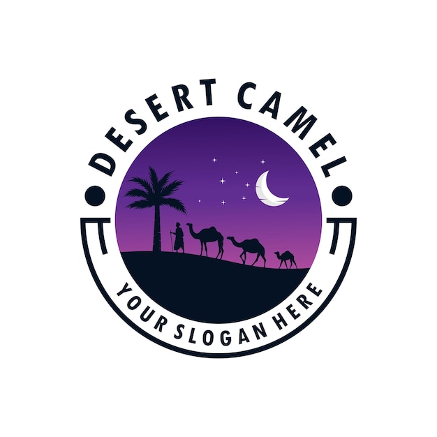 Desert camel logo design template