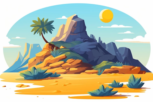 Vector desert island rocky landscape isolated vector