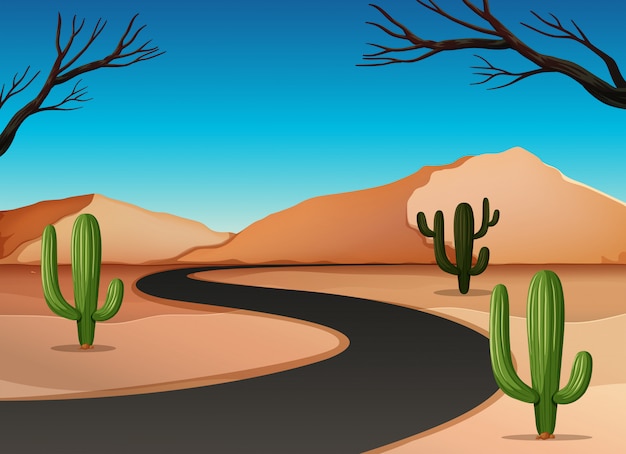 Desert land with road