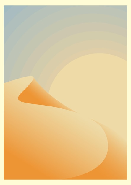 Desert landscape gradient dunes and sunrise illustration