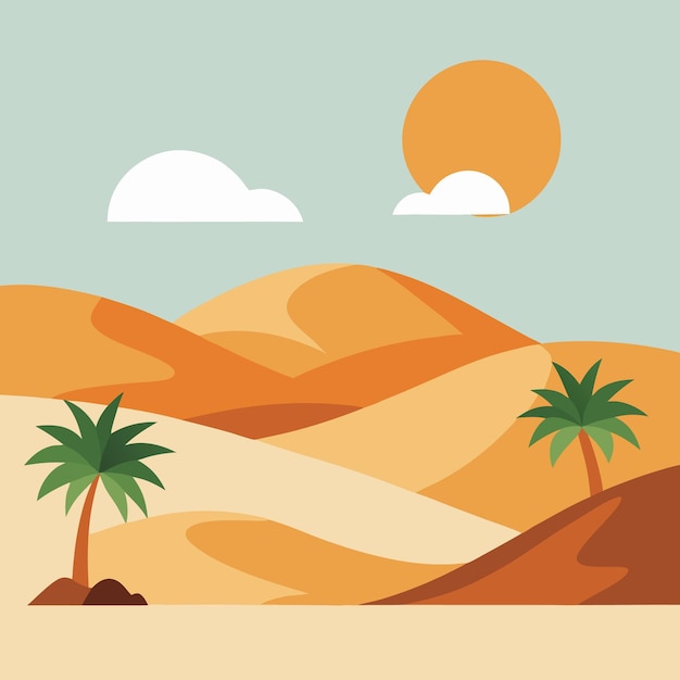 Vector desert landscape vector on white background