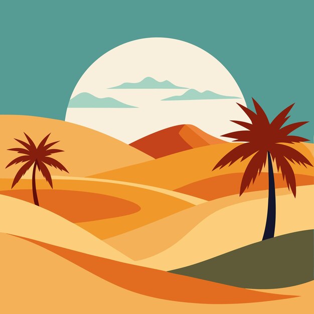 Vector desert landscape vector on white background