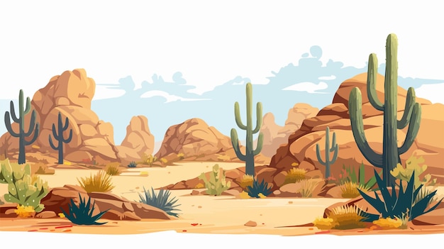 a desert landscape with cactus and desert landscape