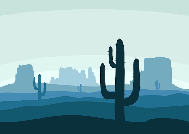 Desert landscape with cactus