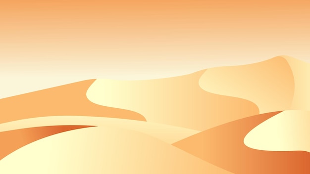 Vector desert landscape with sand dunes flat landscape designvector illustration