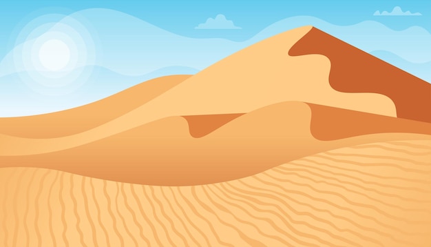 Desert landscape with sand dunes illustration