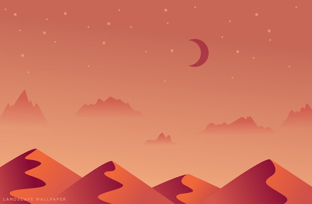 desert Nature landscape flat design wallpaper