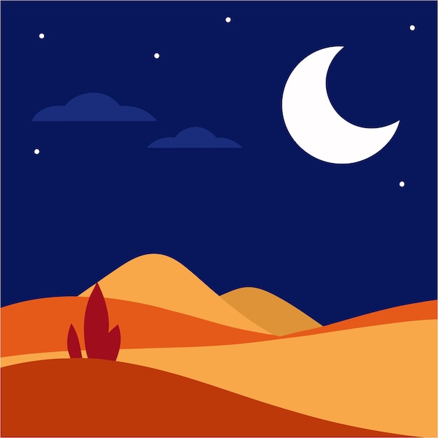 Vector desert night logo design with moon